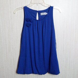 New Ladies Trixxi Clothing Company Blue Sleeveless Tunic Tank Large